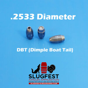 2533 DBT (Dimple Boat Tail) 2S Ogive (25 Caliber Slugs) – HP (44 to 68 Grains) 100 count