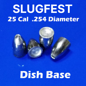 254 2S Ogive DISH 25 Caliber Slugs – (28 to 58 Grains) 100 Count