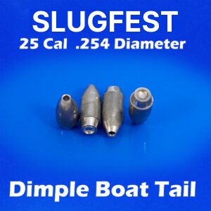 254 2S Ogive Dimple Boat Tail 25 Caliber Slugs – Hollow Point (42 to 85 Grains) 100 count
