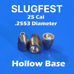 2553 Diameter HOLLOW Base 25 Caliber Slugs – Hollow Point (30 to 48 Grains) 100 count