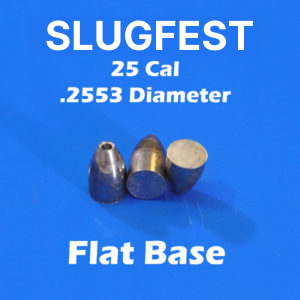 2553 Diameter FLAT BASE 25 Caliber Slugs – Hollow Point (34 to 48 Grains) 100 count