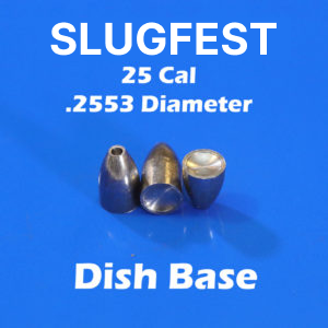 2553 Diameter DISH BASE 25 Caliber Slugs – Hollow Point (32.5 to 48 Grains) 100 count