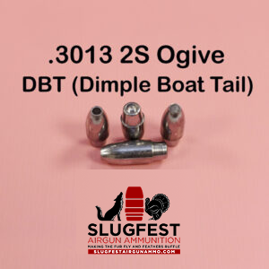 3013 2S Ogive DBT (Dimple Boat Tail) BASE 30 Caliber Slugs – HP/Solid Nose (75 to 135 Grains) 100 count