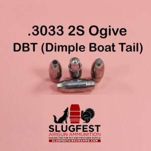 3033 2S Ogive DBT (Dimple Boat Tail) BASE 30 Caliber Slugs – HP/Solid Nose (75 to 135 Grains) 100 count